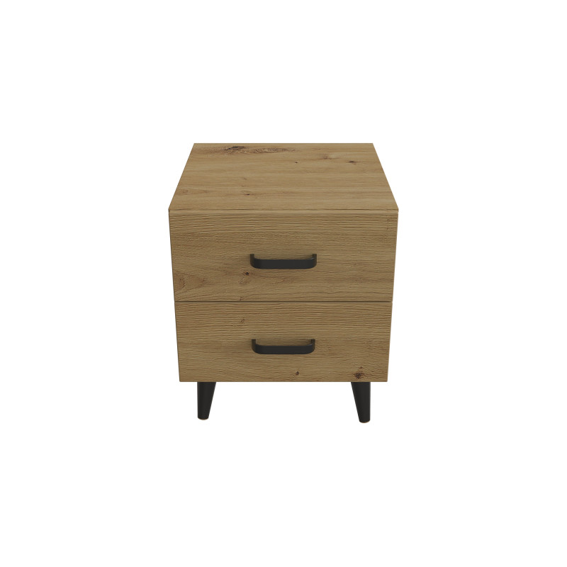 Тумба Віва 2 на конусних ніжках Ferrum-decor 41x35x40 Чорний метал ДСП Дуб Артизан 16 мм (FRD-106816)