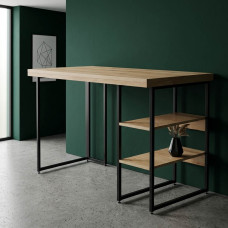 Стол письменный Кевин Ferrum-decor 75x140x70 Черный металл ДСП Дуб Евок Прибрежный 32 мм (FRD-108078)