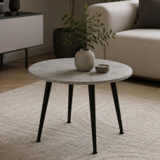 Стол журнальный круглый OPTIMA 2 ноги на конус Ferrum-decor 450x670x670 Черный металл ДСП Бетон 16 мм (FRD-107476)