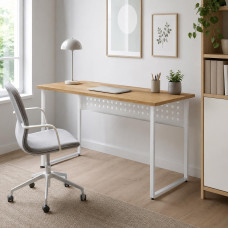 Стол письменный Майк Ferrum-decor 75x100x60 Белый металл ДСП Дуб Евок Прибрежный 32 мм (FRD-108229)