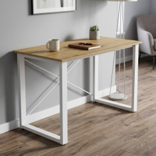 Письмовий стіл Ferrum-decor Драйв 75x100x60 Білий метал ДСП Дуб Артизан 16 мм (FRD-103106)