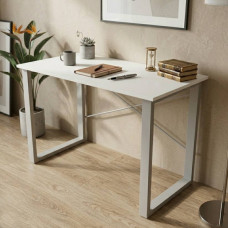 Письмовий стіл Ferrum-decor Драйв 75x140x60 Сірий метал ДСП Біле 16 мм (FRD-103136)