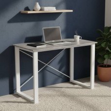 Письмовий стіл Ferrum-decor Драйв 75x140x60 Білий метал ДСП Бетон 16 мм (FRD-103149)