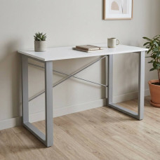 Письмовий стіл Ferrum-decor Драйв 75x140x70 Сірий метал ДСП Біле 16 мм (FRD-103199)