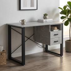 Письмовий стіл із ящиками Ferrum-decor Оскар 75x120x60 метал Чорний ДСП Бетон 16 мм (FRD-103219)