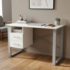 Письменный стол с ящиками Ferrum-decor Оскар 75x120x60 металл Серый ДСП Белое 16 мм (FRD-103227)