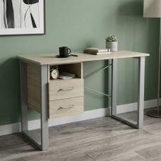 Письмовий стіл із ящиками Ferrum-decor Оскар 75x120x60 метал Сірий ДСП Дуб Сонома 16 мм (FRD-103230)