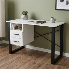 Письменный стол с ящиками Ferrum-decor Оскар 75x140x60 металл Черный ДСП Белое 16 мм (FRD-103234)