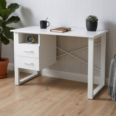 Письмовий стіл із ящиками Ferrum-decor Оскар 75x140x60 метал Білий ДСП Біле 16 мм (FRD-103241)