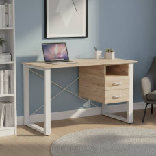 Письмовий стіл із ящиками Ferrum-decor Оскар 75x140x60 метал Білий ДСП Дуб Сан-Марино 16 мм (FRD-103242)