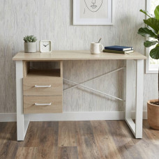 Письмовий стіл із ящиками Ferrum-decor Оскар 75x140x60 метал Білий ДСП Дуб Сонома 16 мм (FRD-103244)
