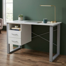Письменный стол с ящиками Ferrum-decor Оскар 75x140x60 металл Серый ДСП Белое 16 мм (FRD-103248)
