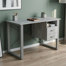 Письмовий стіл із ящиками Ferrum-decor Оскар 75x140x60 метал Сірий ДСП Бетон 16 мм (FRD-103254)