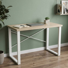 Письмовий стіл Ferrum-decor Драйв 75x100x60 Білий метал ДСП Дуб Сонома 32 мм (FRD-103313)