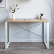 Письмовий стіл Ferrum-decor Драйв 75x120x60 Білий метал ДСП Дуб Артизан 32 мм (FRD-103336)