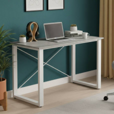 Письмовий стіл Ferrum-decor Драйв 75x120x60 Білий метал ДСП Бетон 32 мм (FRD-103337)