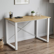 Письмовий стіл Ferrum-decor Драйв 75x140x60 Білий метал ДСП Дуб Артизан 32 мм (FRD-103357)