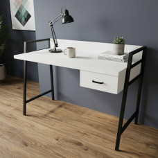 Письменный стол Ferrum-decor Комфорт 75x100x60 Черный металл ДСП Белое 32 мм (FRD-103422)