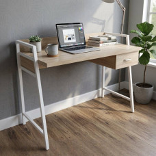 Письменный стол Ferrum-decor Комфорт 75x100x60 Белый металл ДСП Дуб Сонома 32 мм (FRD-103439)