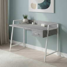 Письмовий стіл Ferrum-decor Комфорт 75x100x60 Білий метал ДСП Бетон 32 мм (FRD-103442)