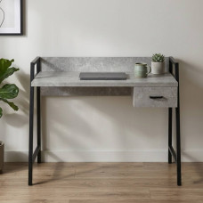 Письмовий стіл Ferrum-decor Комфорт 75x120x60 Чорний метал ДСП Бетон 32 мм (FRD-103449)