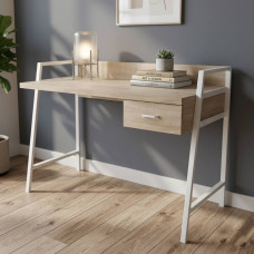 Письменный стол Ferrum-decor Комфорт 75x120x60 Белый металл ДСП Дуб Сонома 32 мм (FRD-103460)
