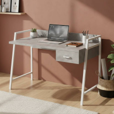 Письмовий стіл Ferrum-decor Комфорт 75x120x60 Білий метал ДСП Бетон 32 мм (FRD-103463)