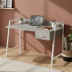 Письмовий стіл Ferrum-decor Комфорт 75x120x60 Білий метал ДСП Бетон 32 мм (FRD-103463) - фото 1