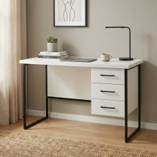 Письменный стол Ferrum-decor Гарри 75x140x60 черный ДСП Белое 32мм (FRD-103546)