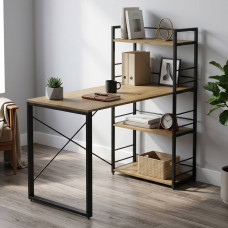 Письмовий стіл Ferrum-decor Серії Конект з етажеркою 75x120x60 чорний ДСП Дуб Артизан 16мм (FRD-104221)