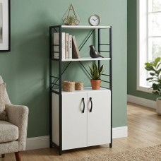 Етажерка 3/60 Ferrum-decor Серії Конект із тумбою 144x60x28 Чорний ДСП Біле (FRD-104442)