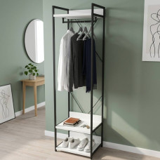Шкаф Гардероб Уни секция 1 серии Конект Ferrum-decor 220x60x50см Черный металл ДСП Белый 32 мм (FRD-104499)