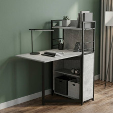 Стіл книжка з етажеркою Практик 1 Ferrum-decor 1200x640x990 Чорний метал ДСП Бетон 16 мм (FRD-104617)