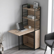 Стол книжка с этажеркой Практик 2 Ferrum-decor 1555x640x990 Черный металл ДСП Дуб Сан-Марино 16 мм (FRD-104626)