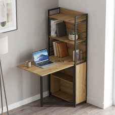 Стіл книжка з етажеркою Практик 2 Ferrum-decor 1555x640x990 Чорний метал ДСП Дуб Артизан 16 мм (FRD-104630)