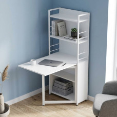 Стол книжка с этажеркой Практик 2 Ferrum-decor 1555x640x990 Белый металл ДСП Белое 16 мм (FRD-104632)