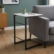Столик приставной Терри Ferrum-decor 650x440x330 Черный металл ДСП Белое 16 мм (FRD-104648)