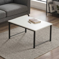 Стол журнальный приставной Терри Комбо Ferrum-decor 345x662x440 Черный металл ДСП Белое 16 мм (FRD-105136)