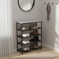 Полка для обуви Слайм 4 Ferrum-decor 820x630x260 Черный металл ДСП Белое 16 мм (FRD-105160)