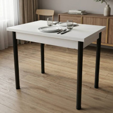 Розкладний обідній стіл-трансформер Берта Ferrum-decor 750x1200x900 Чорний метал ДСП Біле 16 мм (FRD-105171)