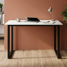 Стол письменный Кнап 2 Ferrum-decor 75x100x60 Черный металл ДСП Белый 16 мм (FRD-106386)