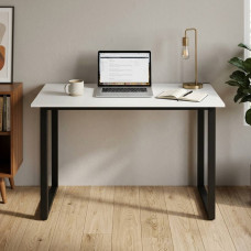 Стол письменный Кнап 2 Ferrum-decor 75x140x60 Черный металл ДСП Белый 16 мм (FRD-106402)