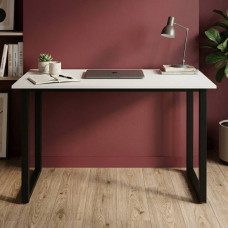 Стол письменный Кнап 2 Ferrum-decor 75x140x70 Черный металл ДСП Белый 16 мм (FRD-106426)