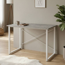 Стол письменный Дейв Ferrum-decor 75x100x60 Белый металл ДСП Бетон 32 мм (FRD-106438)