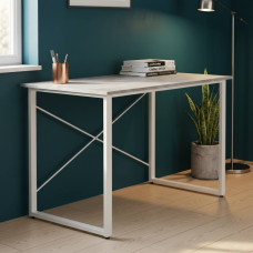 Стол письменный Дейв Ferrum-decor 75x120x60 Белый металл ДСП Бетон 16 мм (FRD-106441)