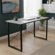Стол письменный Дейв Ferrum-decor 75x140x60 Черный металл ДСП Бетон 16 мм (FRD-106446)