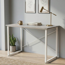 Стіл письмовий Дейв Ferrum-decor 75x140x60 Білий метал ДСП Бетон 32 мм (FRD-106450)