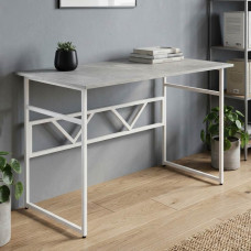 Стол письменный Раян Ferrum-decor 75x100x60 Белый металл ДСП Бетон 16 мм (FRD-106472)