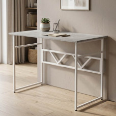 Стол письменный Раян Ferrum-decor 75x140x60 Белый металл ДСП Бетон 16 мм (FRD-106484)