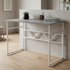Стол письменный Раян Ferrum-decor 75x100x70 Белый металл ДСП Бетон 16 мм (FRD-106490)